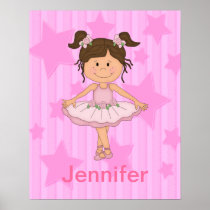 Cute Pink Ballet Girl On Stars and stripe Print