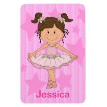 Cute Pink Ballet Girl On Stars and stripe Rectangular Magnets