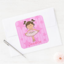 Cute Pink Ballet Girl On Stars and stripe Sticker