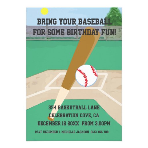Cute Pink Baseball Girl Birthday Party Personalized Invitations