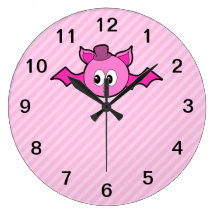 Cute Pink Bat. Clock