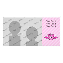 Cute Pink Bat. Personalized Photo Card