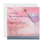 Cute Pink beach martini Bachelorette Party Invite