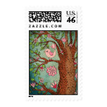 Cute Pink Bird in Red Boots Stamps
