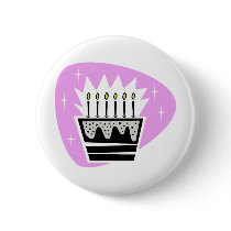 Cute Pink Birthday cake design buttons