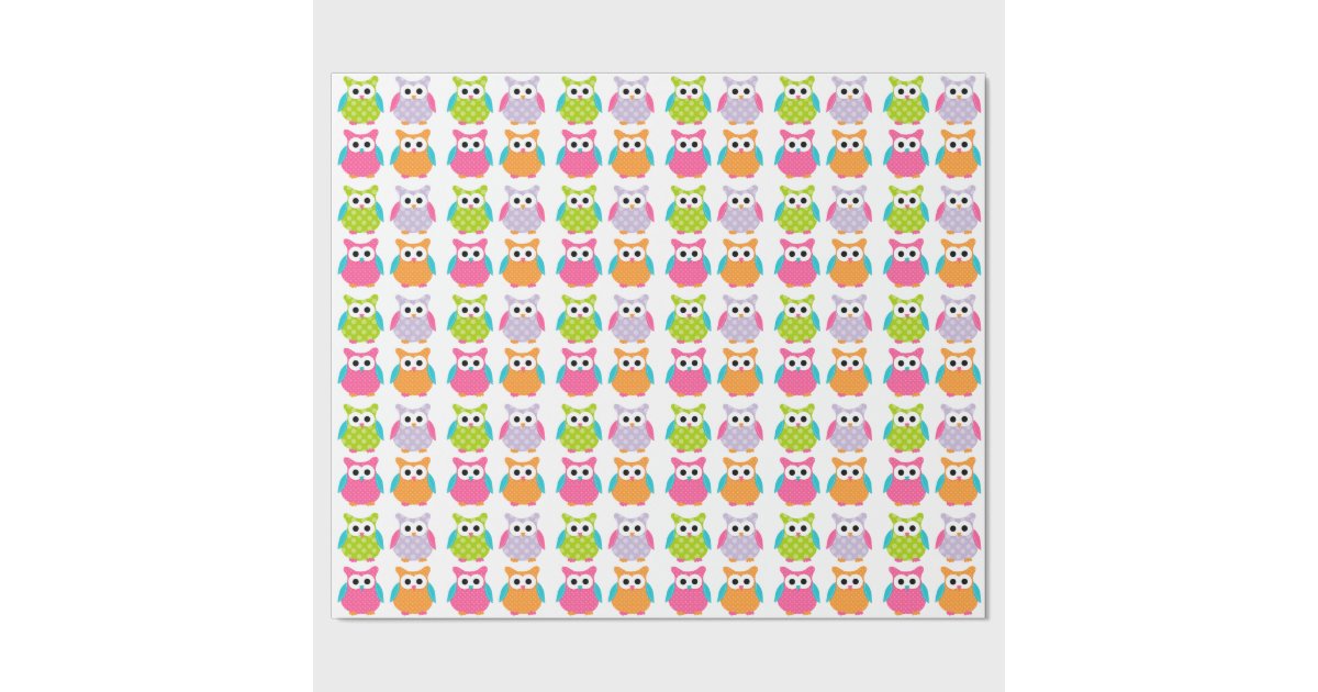 Cute Pink Birthday Owl Wrapping Paper Zazzle
