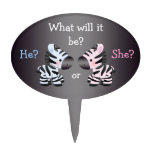 Cute Pink & Blue Zebras Baby Gender Reveal Shower Cake Toppers