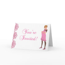 Cute Pink & Brown Girl Baby Shower Invite cards