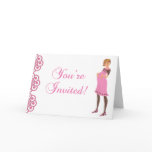 Cute Pink & Brown Girl Baby Shower Invite cards
