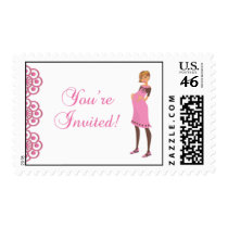 Cute Pink & Brown Girl Baby Shower Postage postage
