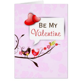 Cute Pink Brown & Red Valentines Love Birds Greeting Cards