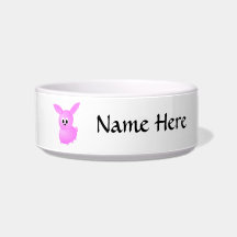 Cute Pink Bunny Rabbit. Cat Water Bowl