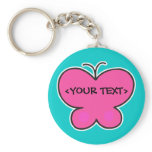 cute pink butterfly, <YOUR TEXT> Keychain