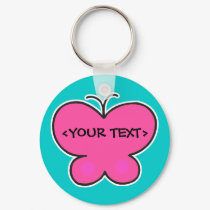 cute pink butterfly, <YOUR TEXT> keychains