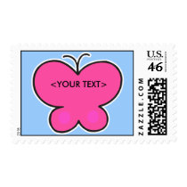 cute pink butterfly, <YOUR TEXT> postage