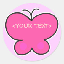 cute pink butterfly, <YOUR TEXT>, <YOUR TEXT> Sticker