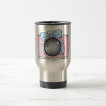 Cute Pink Camera with Blue Bow Mug