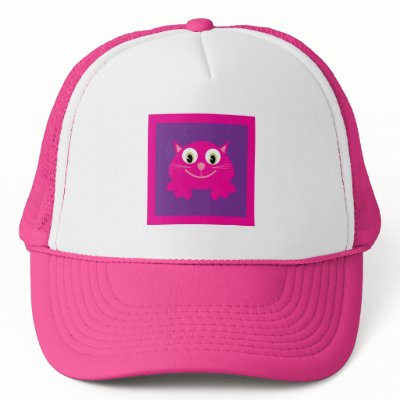 Cute Pink Cartoon Cat Custom cat in hat cartoon. Cute Pink Cartoon Cat Custom
