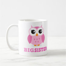 Cute pink cartoon owl girly big sister coffee mug