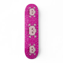 Cute Pink Cartoon Princess Skulls & Hearts Skateboard