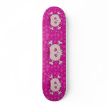 Cute Pink Cartoon Princess Skulls &amp; Hearts Skateboard