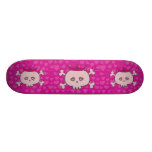 Cute Pink Cartoon Princess Skulls & Hearts Skateboard