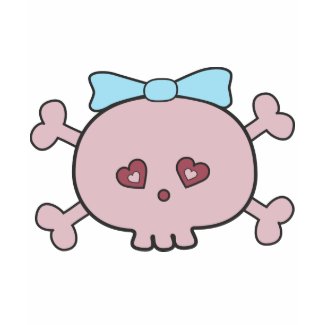 Cute Pink Cartoon Skull With Ribbon shirt