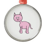 Cute Pink Cat Cartoon. Christmas Tree Ornaments