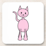 Cute Pink Cat Cartoon. Drink Coaster