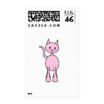 Cute Pink Cat Cartoon. postage