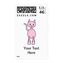 Cute Pink Cat Cartoon. Postage