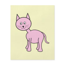 Cute Pink Cat. Cream Background. Flyers