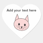 Cute Pink Cat Heart Sticker