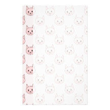 Cute Pink Cat Pattern Stationery