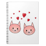 Cute Pink Cats with Hearts. Notebook