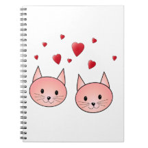 Cute Pink Cats with Hearts. Notebook