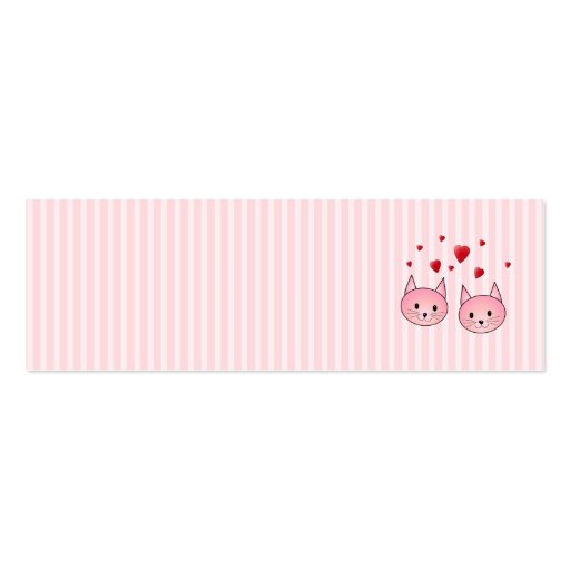 Cute Pink Cats, with Red Love Hearts. Business Card