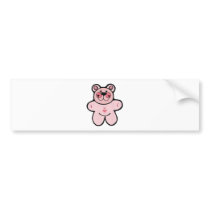 cute pink checkered  bear bumper stickers