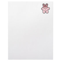 cute pink checkered  bear personalized letterhead