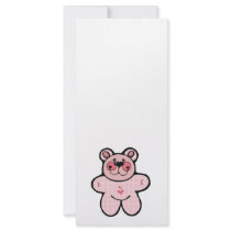 cute pink checkered  bear rack card template