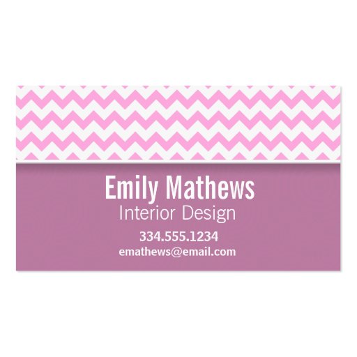 Cute Pink Chevron Business Card Templates (front side)