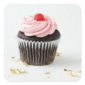 Cute pink chocolate cupcake stickers
