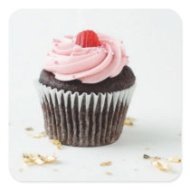 Cute pink chocolate cupcake stickers stickers