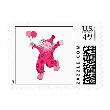 Cute Pink Clown Stamp