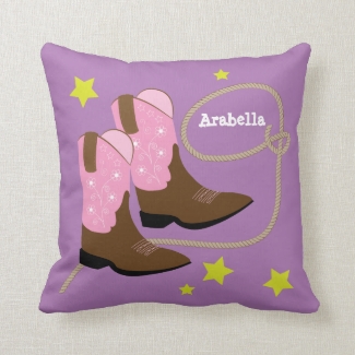 Cute Pink Cowboy Boots & Rope, Personalized