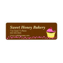 Cute Pink Cupcake Bakery Labels Return Address Label