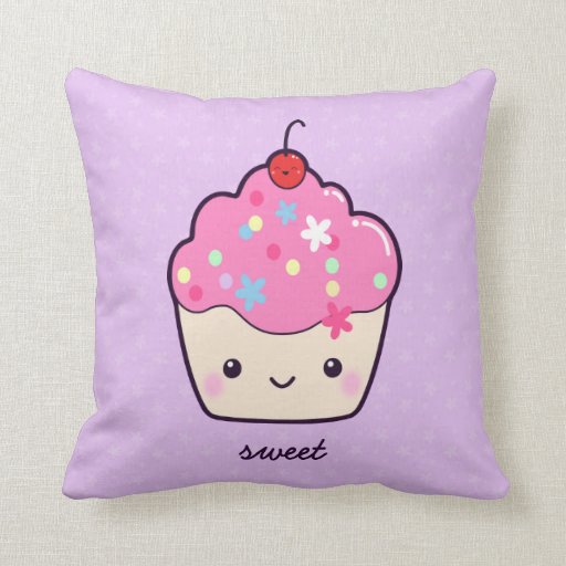 Cute Pink Cupcake Throw Pillow Zazzle