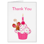Cute, Pink, Cupcake with a Peeking Mouse Card