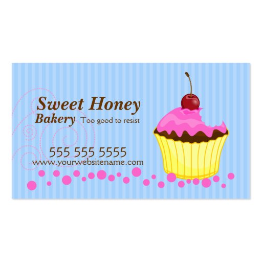 Cute Pink Cupcake with Cherry Business Cards