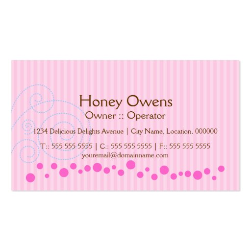 Cute Pink Cupcake with Cherry Business Cards (back side)